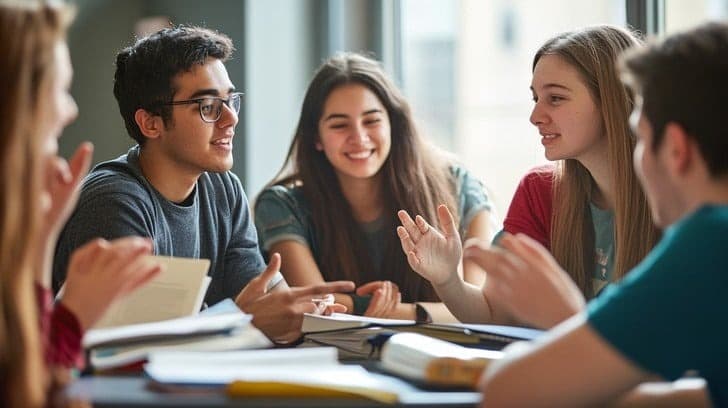 Students collaborating - representing the importance of community and support in science